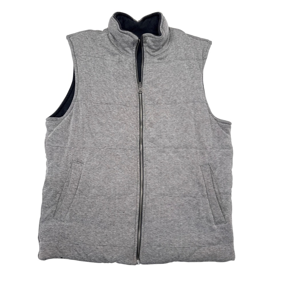 Banana Republic Reversible Vest Mens Size Medium Black / Gray Full Zip Casual - Picture 3 of 8